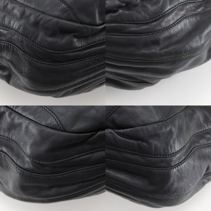 Prada Logo 2way Shoulder Pumpkin Lambskin Black Ladies Handbag