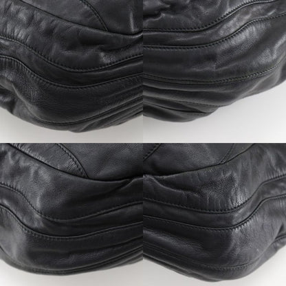 Prada Logo 2way Shoulder Pumpkin Lambskin Black Ladies Handbag