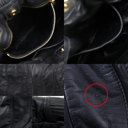 Prada Logo 2way Shoulder Pumpkin Lambskin Black Ladies Handbag