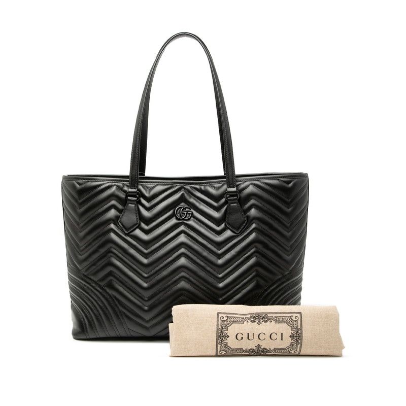 Gucci GG Marmont Quilted Tote Shoulder Bag 739684 Black Leather Women's Gucci