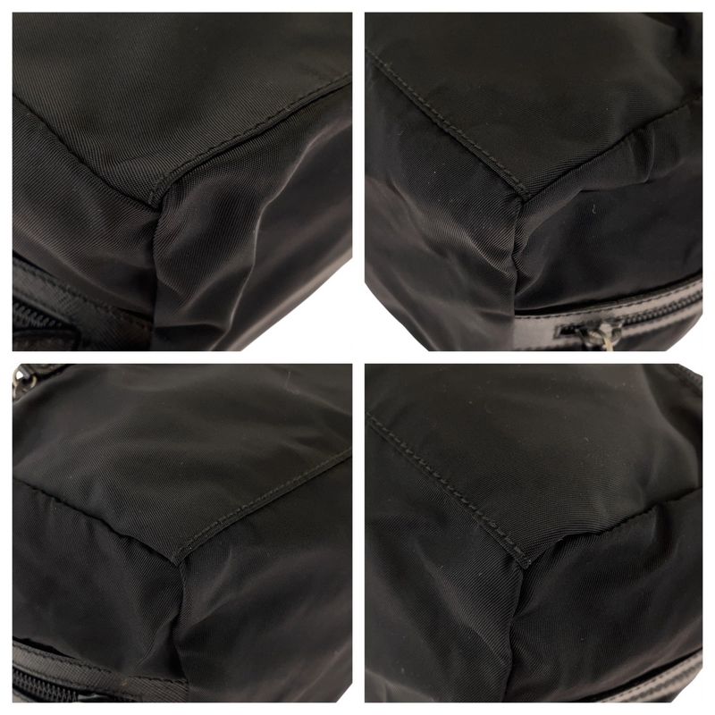 Prada Tessuto Saffiano Leather Triangle Logo Plate Black Nylon Clutch Bag
