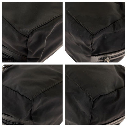 Prada Tessuto Saffiano Leather Triangle Logo Plate Black Nylon Clutch Bag