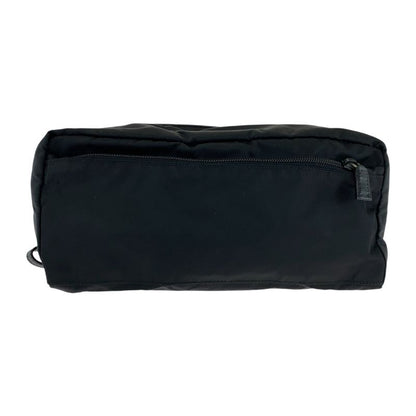 Prada Tessuto Saffiano Leather Triangle Logo Plate Black Nylon Clutch Bag