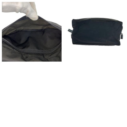 Prada Tessuto Saffiano Leather Triangle Logo Plate Black Nylon Clutch Bag