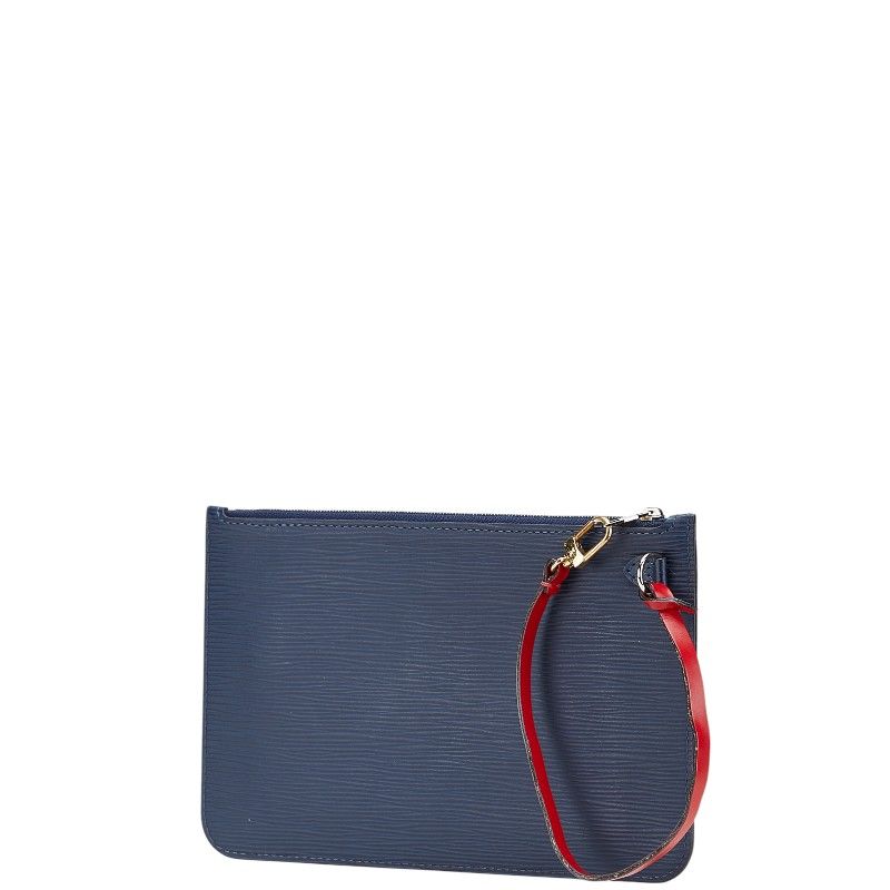 Louis Vuitton Epi Neverfull Accessories Pouch Andigo Blue Coquelicot Leather
