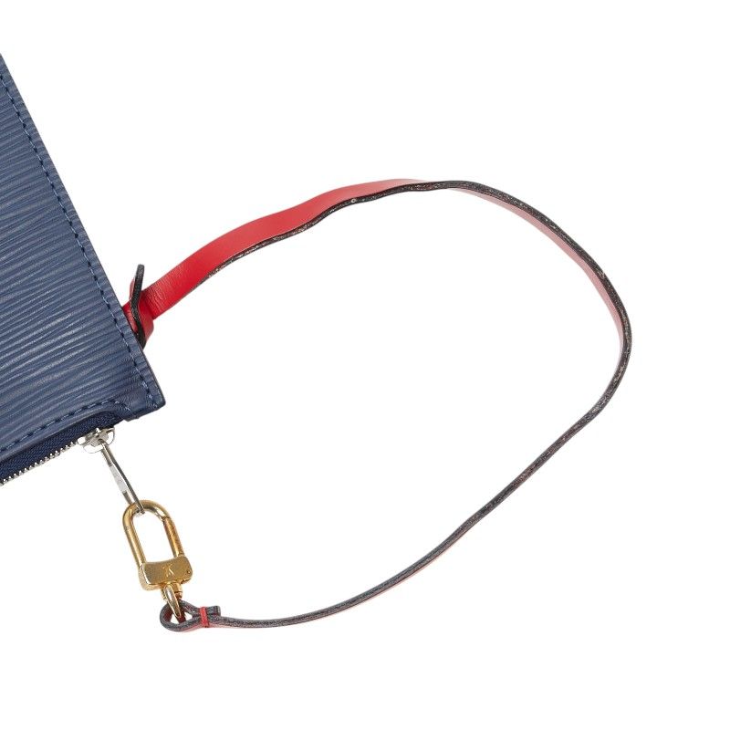 Louis Vuitton Epi Neverfull Accessories Pouch Andigo Blue Coquelicot Leather