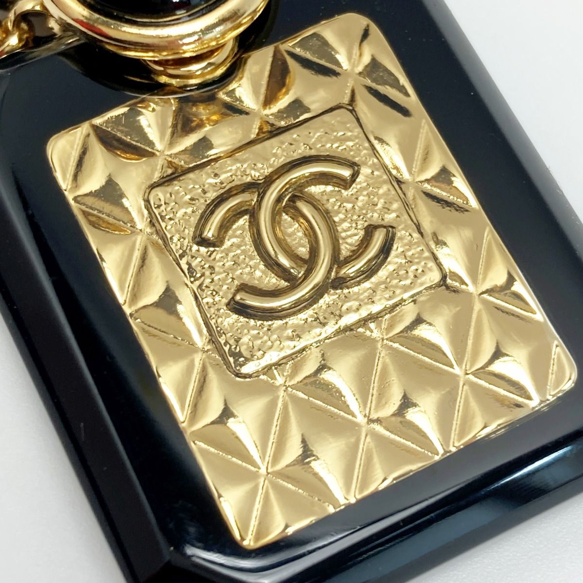 Chanel Cocomark Perfume Bottle Motif Necklace B23a Gold X Black Resin GP