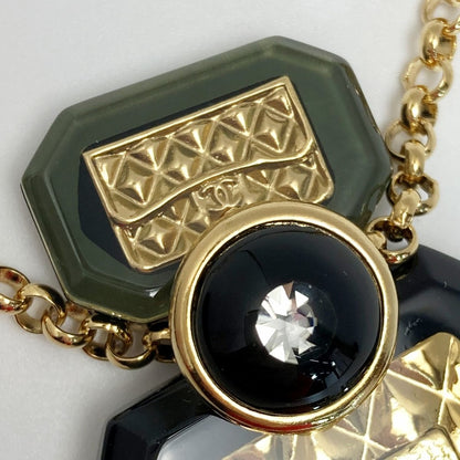 Chanel Cocomark Perfume Bottle Motif Necklace B23a Gold X Black Resin GP