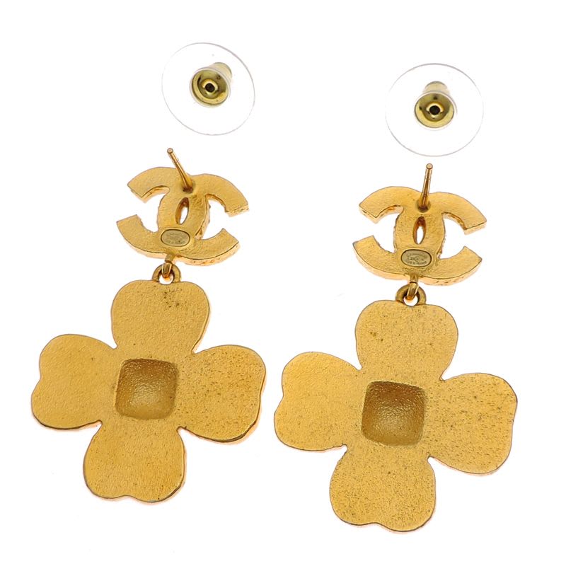 Chanel Flower Pink & Black Earrings
