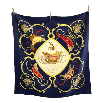 Hermes Springs Carré 90 Navy Multicolor Silk Scarf Large Scarf Women 506455
