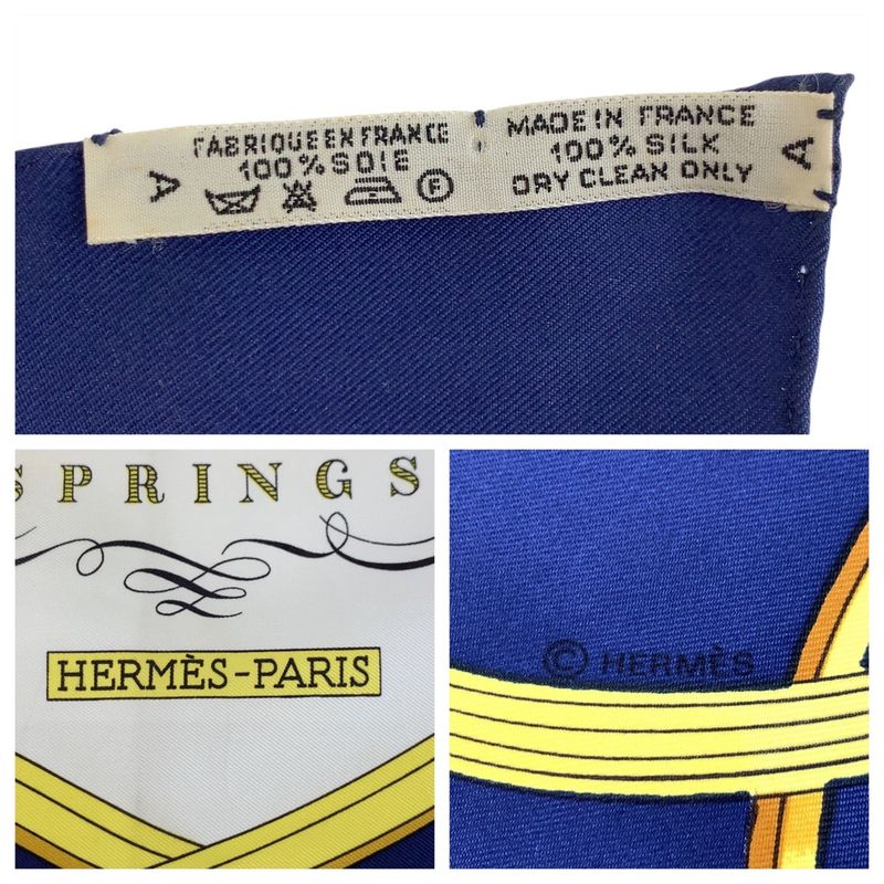 Hermes Springs Carré 90 Navy Multicolor Silk Scarf Large Scarf Women 506455