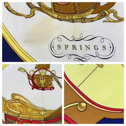 Hermes Springs Carré 90 Navy Multicolor Silk Scarf Large Scarf Women 506455