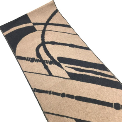 Hermes Scarf 100% Cashmere Unisex Zigzag Sungle Brown X Black