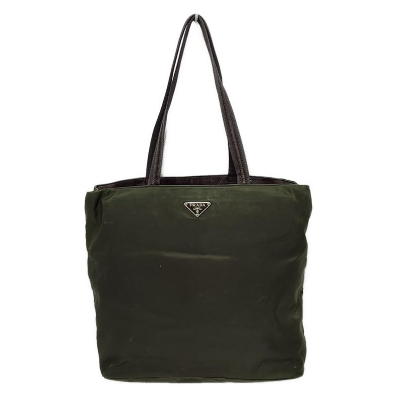 Prada Tote Bag - Dark Green and Dark Brown
