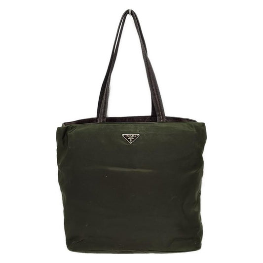 Prada Tote Bag - Dark Green and Dark Brown