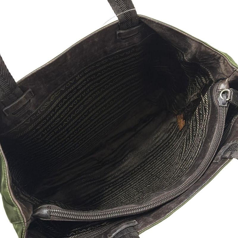 Prada Tote Bag - Dark Green and Dark Brown