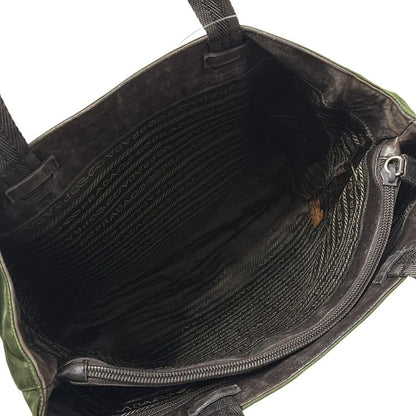 Prada Tote Bag - Dark Green and Dark Brown