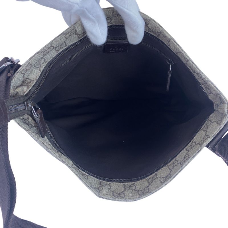 Gucci Gray Brown Silver Hardware GG Supreme Canvas Leather 141198 Shoulder Bag