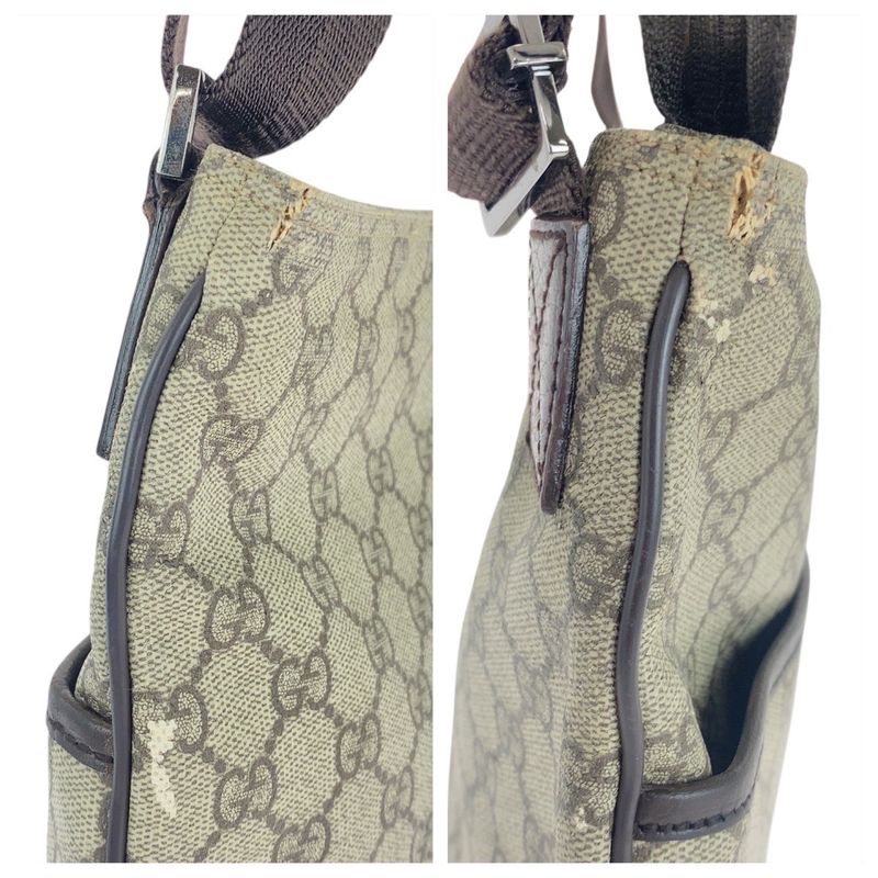 Gucci Gray Brown Silver Hardware GG Supreme Canvas Leather 141198 Shoulder Bag