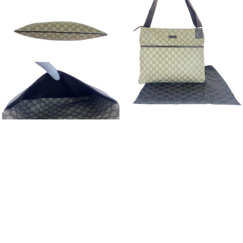 Gucci Gray Brown Silver Hardware GG Supreme Canvas Leather 141198 Shoulder Bag