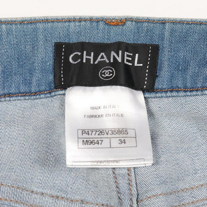 Chanel Denim Pants Coco Mark Button P47726v35865 Blue Cotton Denim Ladies Used a