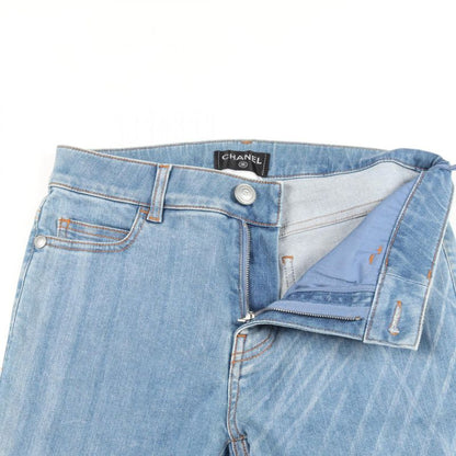 Chanel Denim Pants Coco Mark Button P47726v35865 Blue Cotton Denim Ladies Used a