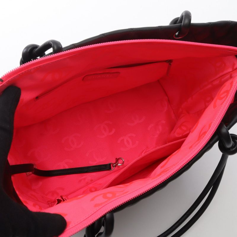 Chanel Tote Bag Cambon Line Large Black Enamel Leather Cambon Large Tote Women