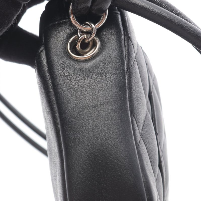 Chanel Handbag Cambon Line Black White Leather Cambon Accessory Pouch Ladies