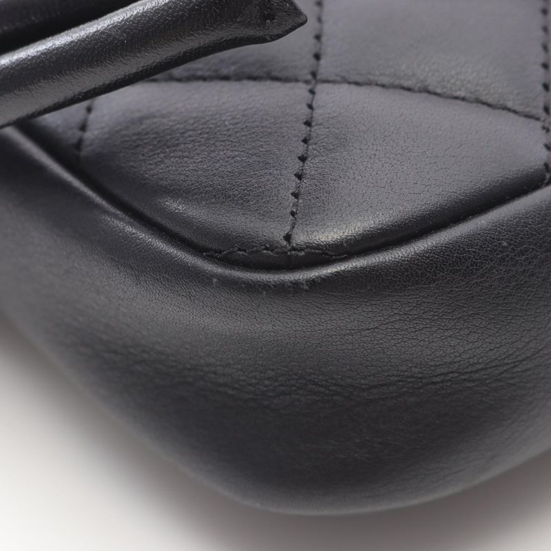 Chanel Handbag Cambon Line Black White Leather Cambon Accessory Pouch Ladies