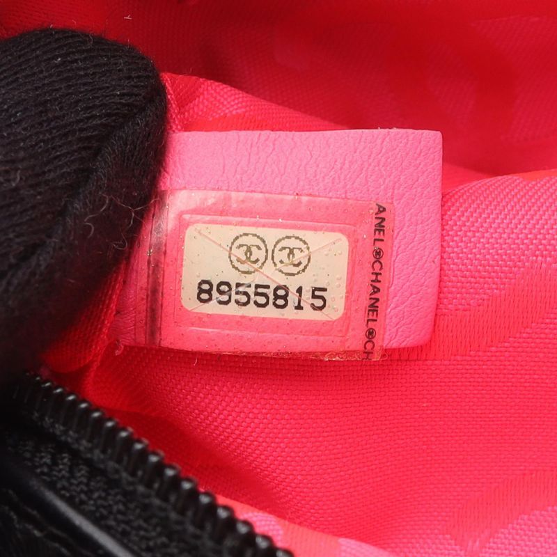 Chanel Handbag Cambon Line Black White Leather Cambon Accessory Pouch Ladies