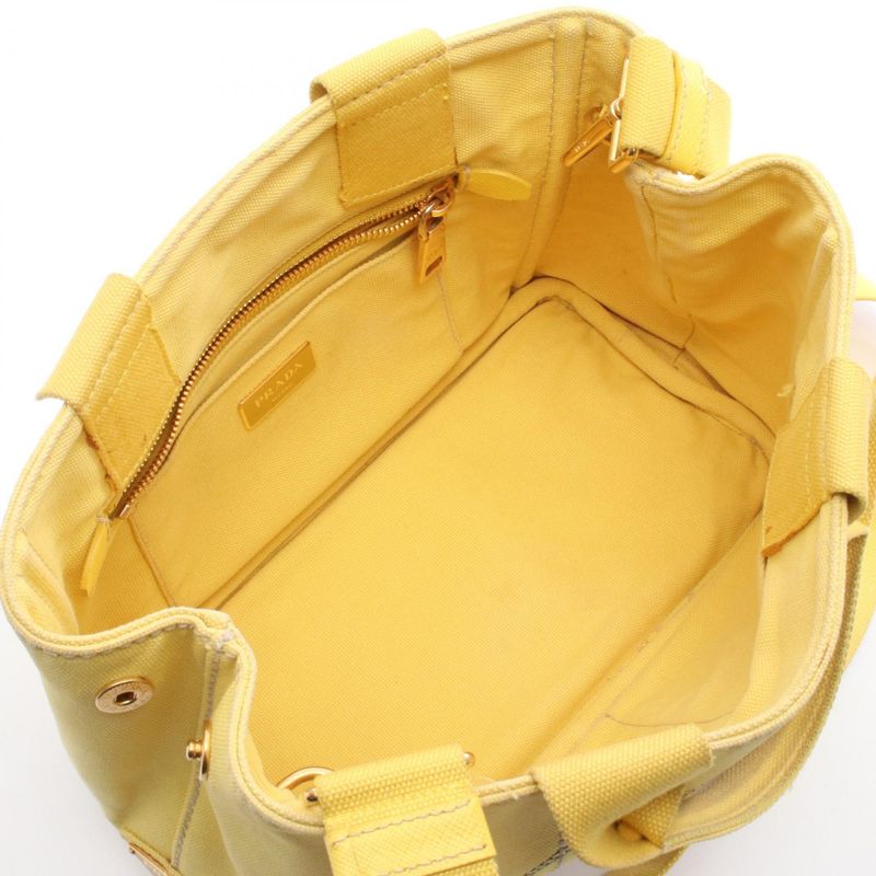 Prada Tote Bag Canapa B2439g Yellow Canvas Mini Canapa Tote Women Used B