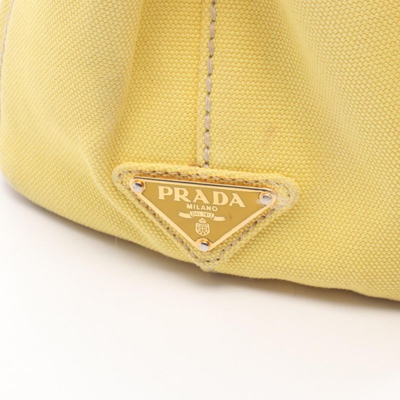 Prada Tote Bag Canapa B2439g Yellow Canvas Mini Canapa Tote Women Used B