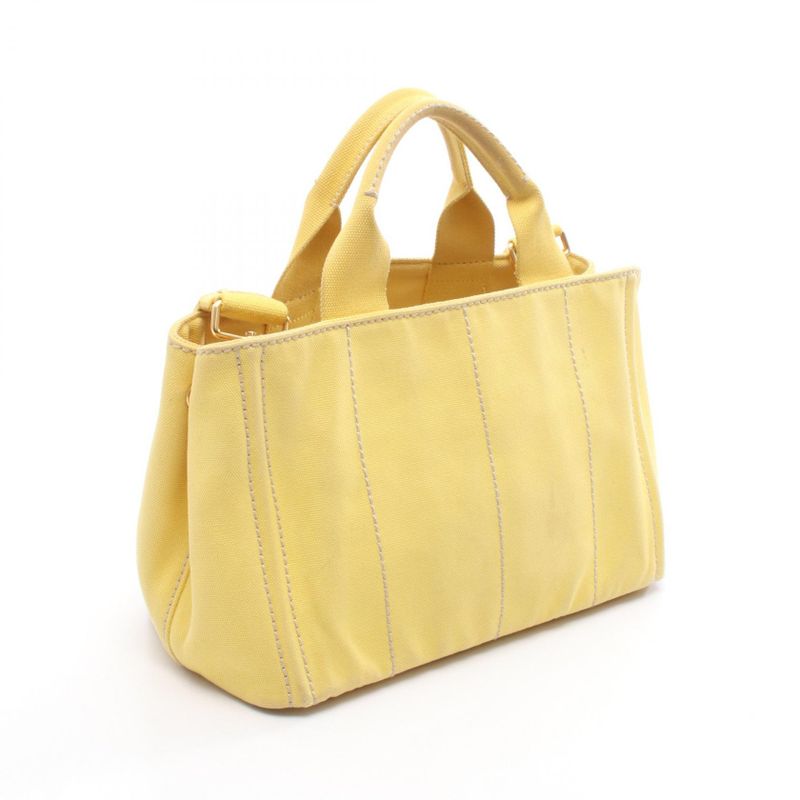 Prada Tote Bag Canapa B2439g Yellow Canvas Mini Canapa Tote Women Used B