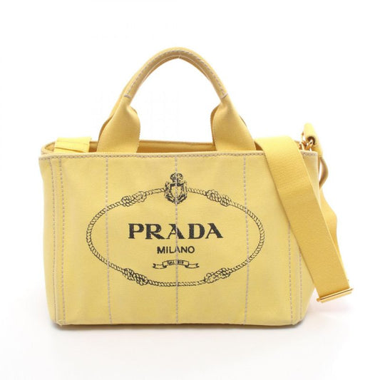 Prada Tote Bag Canapa B2439g Yellow Canvas Mini Canapa Tote Women Used B