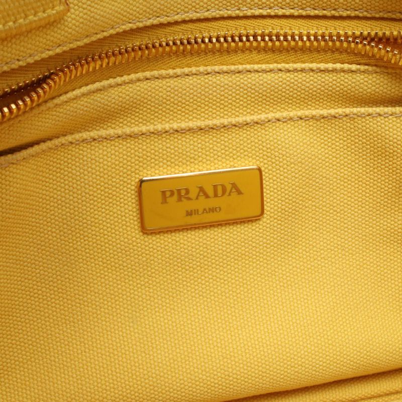 Prada Tote Bag Canapa B2439g Yellow Canvas Mini Canapa Tote Women Used B