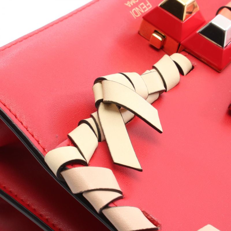 Fendi Shoulder Bag Mini Kan I Mini Canai 8m0381 Red Leather Mini Canai Chain