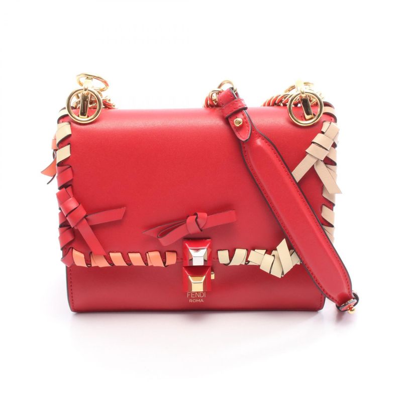 Fendi Shoulder Bag Mini Kan I Mini Canai 8m0381 Red Leather Mini Canai Chain