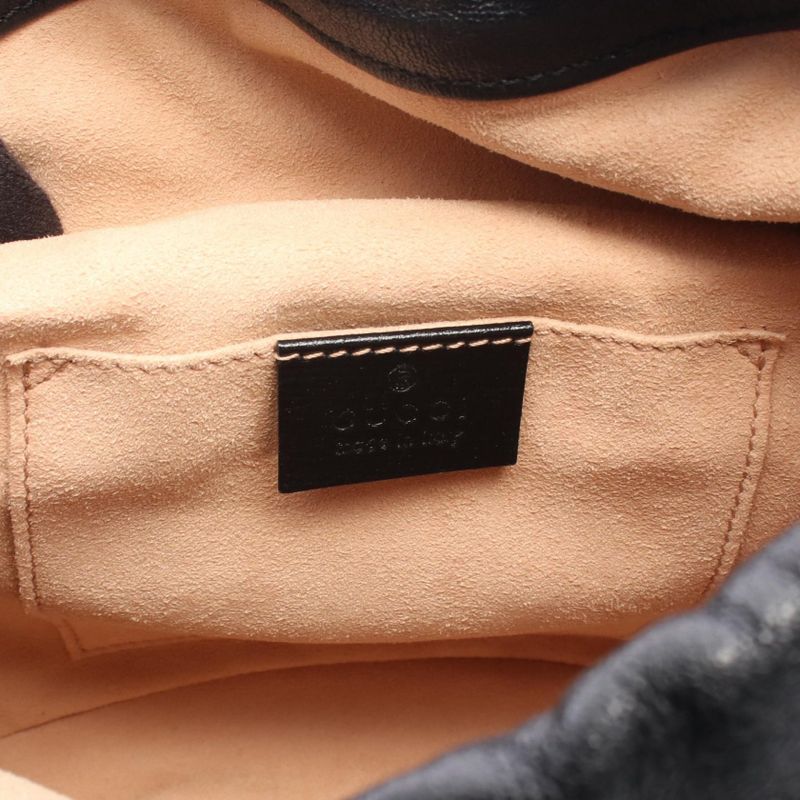 Gucci Shoulder Bag Horsebit Bucket Bag 602118 Black Leather 1955 Horsebit