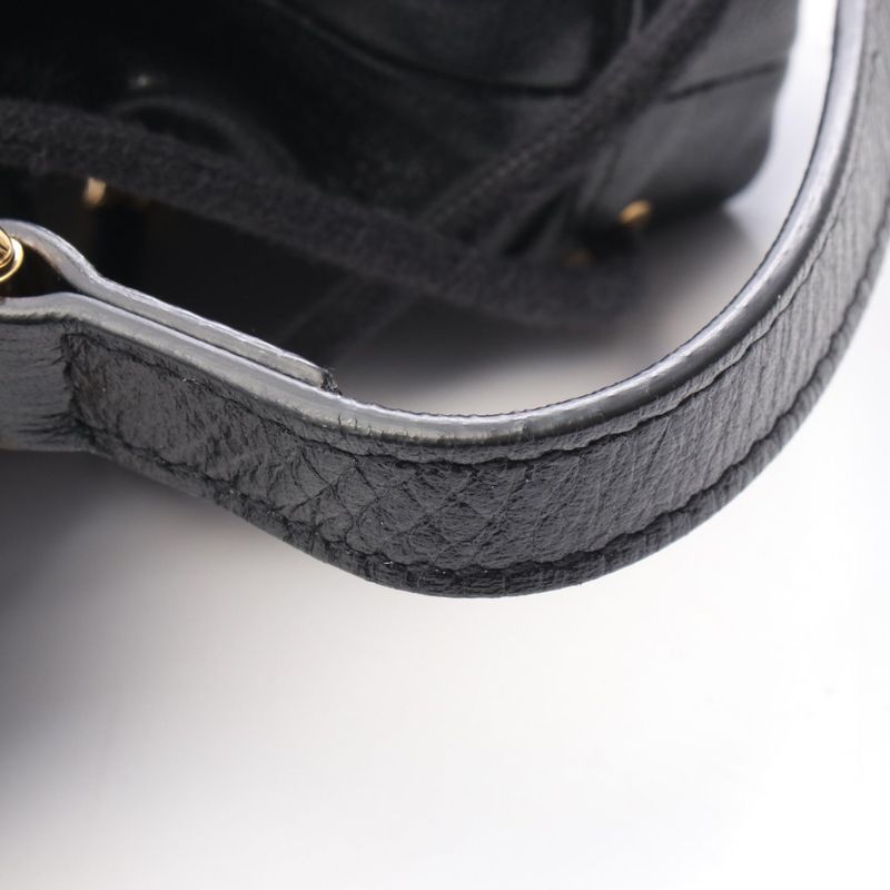 Gucci Shoulder Bag Horsebit Bucket Bag 602118 Black Leather 1955 Horsebit