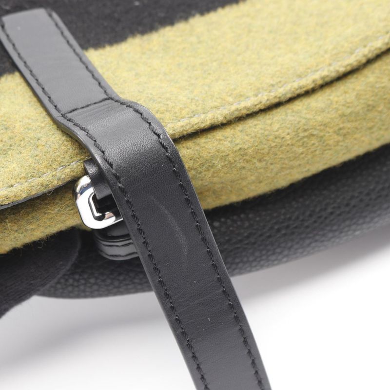Loewe Shoulder Bag Military Messenger Bag XS Blue Black Green Wool Leather