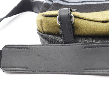 Loewe Shoulder Bag Military Messenger Bag XS Blue Black Green Wool Leather