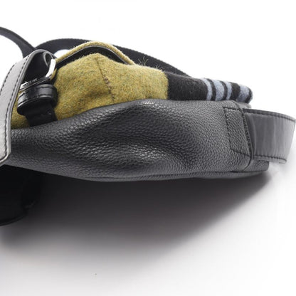 Loewe Shoulder Bag Military Messenger Bag XS Blue Black Green Wool Leather