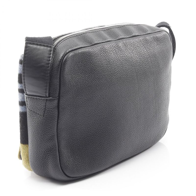 Loewe Shoulder Bag Military Messenger Bag XS Blue Black Green Wool Leather