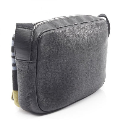 Loewe Shoulder Bag Military Messenger Bag XS Blue Black Green Wool Leather