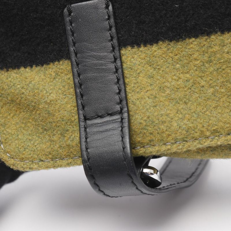 Loewe Shoulder Bag Military Messenger Bag XS Blue Black Green Wool Leather