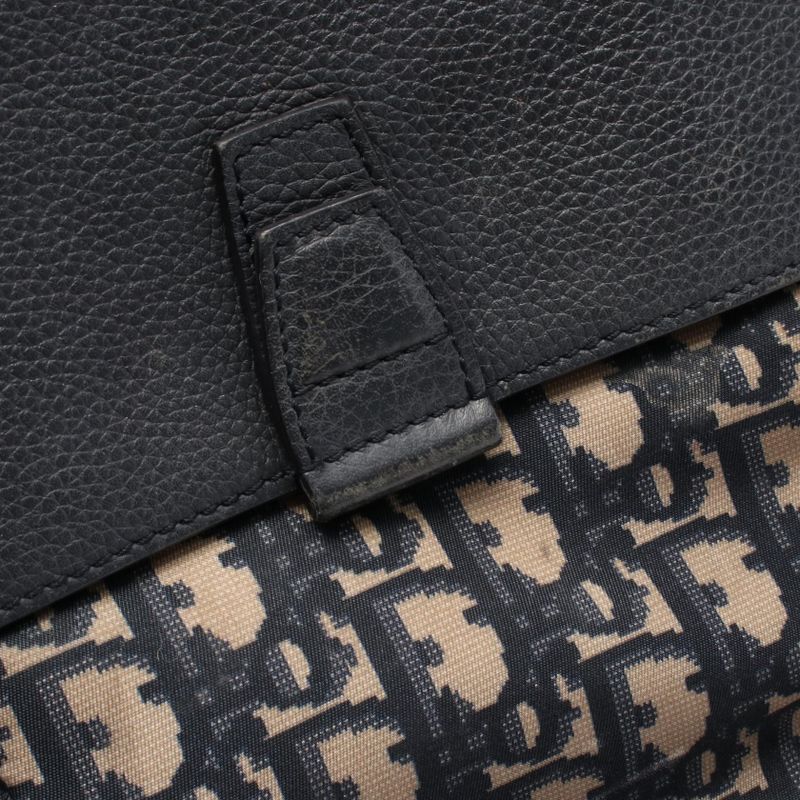 Christian Dior Backpack Sac Backpack Oblique Beige Navy Nylon Leather Oblique