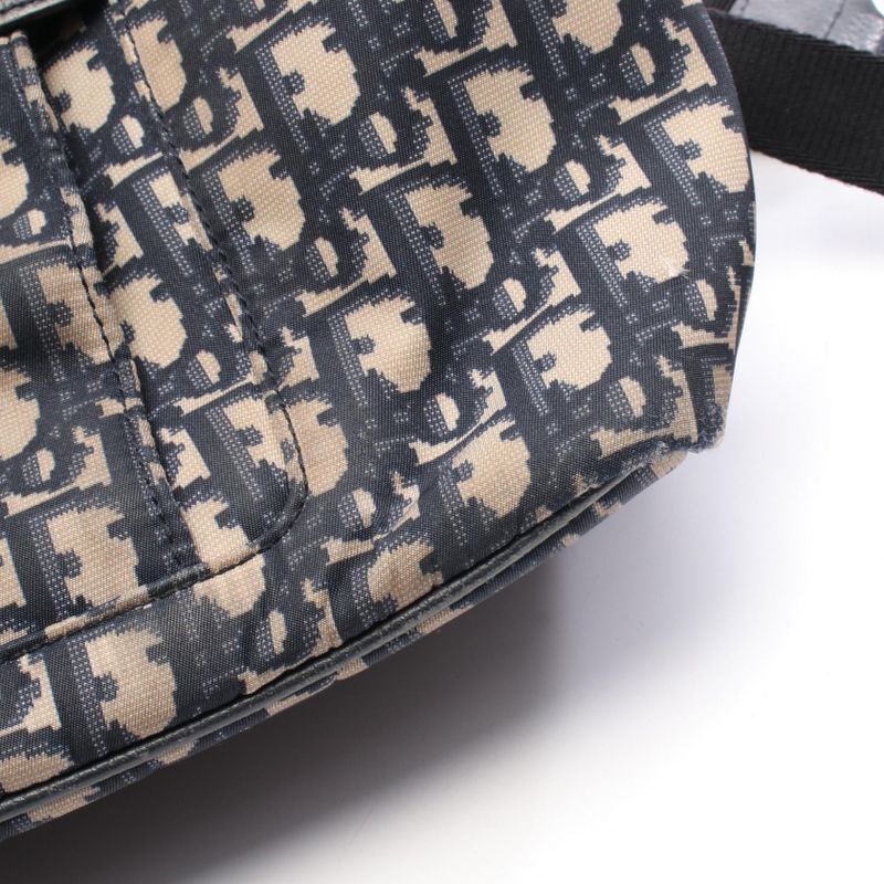 Christian Dior Backpack Sac Backpack Oblique Beige Navy Nylon Leather Oblique