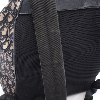 Christian Dior Backpack Sac Backpack Oblique Beige Navy Nylon Leather Oblique