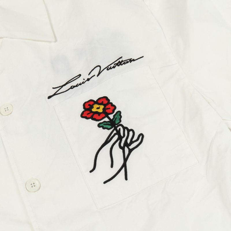 Louis Vuitton Flower Embroidery Rm241 Ike Hqs85w Cotton Shirt Men's Used a