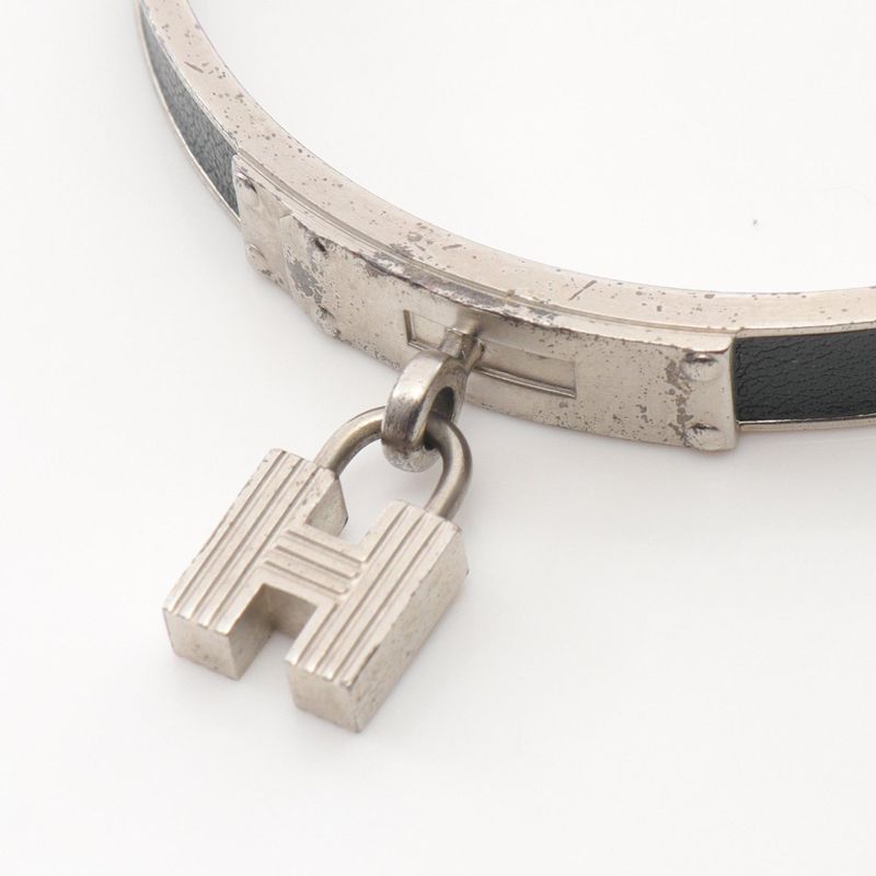Hermes Bangle Kelly Bangle Black Stainless Steel Leather Kelly Bangle Ladies